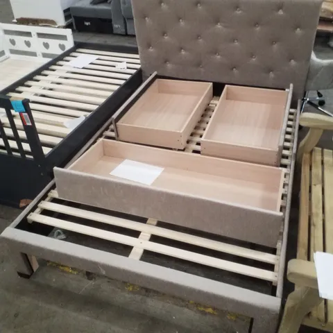 LIMELIGHT 4'6" BED FRAME WITH HEADBOARD & 3 DRAWERS - MINK FABRIC 