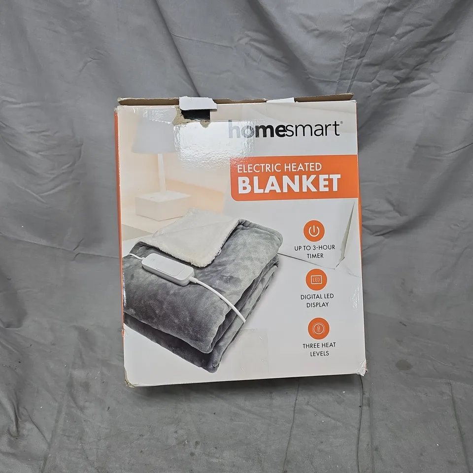 HOMESMART ELECTRIC HEATED BLANKET – LED DISPLAY, 3 HEAT LEVELS, UP TO 3-HOUR TIMER (BOXED)