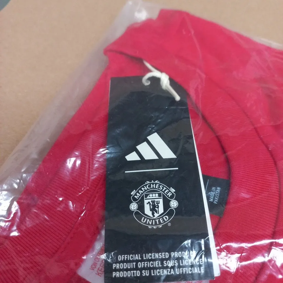 MANCHESTER UNITED X ADIDAS T-SHIRT – RED, OFFICIAL LICENSED PRODUCT - SIZE UK 13/14YRS 