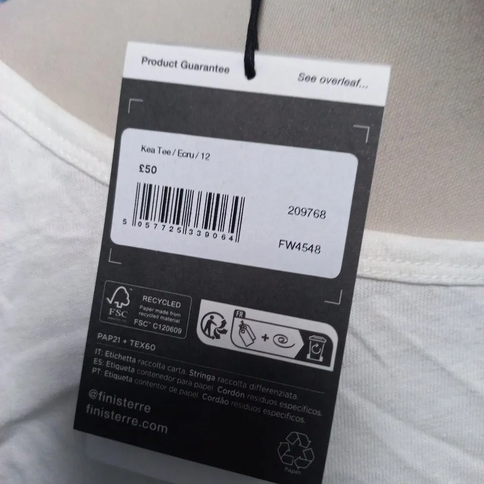 FINISTERRE KEA TEE IN ECRU - UK 12