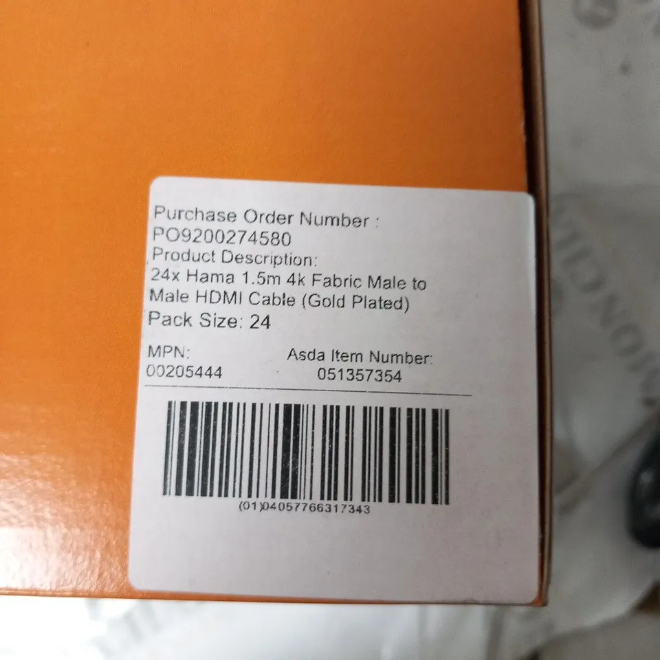 BOX OF APPROXIMATELY 24 BRAND NEW BOXED HAMA HIGH SPEED HDMI CABLE WITH ETHERNET 1.5M