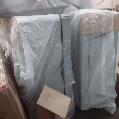 WRAPPED DOUBLE DIVAN KING SIZE BED BASE IN LIGHT GREY - LITTLE DAMAGE