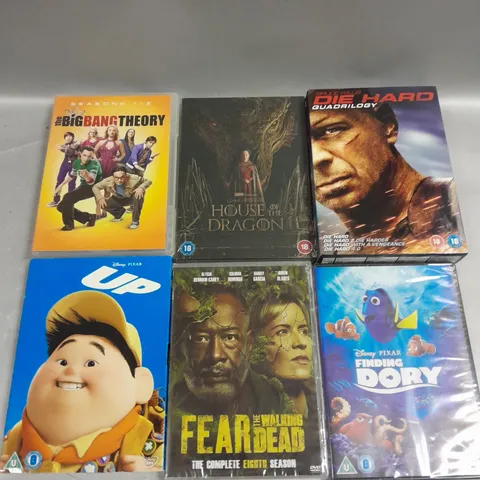 APPROXIMATELY 20 ASSORTED DVD FILM & BOX SETS TO INCLUDE FINDING DORY, UP, HOUSE OF THE DRAGON ETC