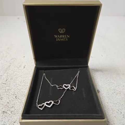 WARREN JAMES SILVER TONE HEART NECKLACE