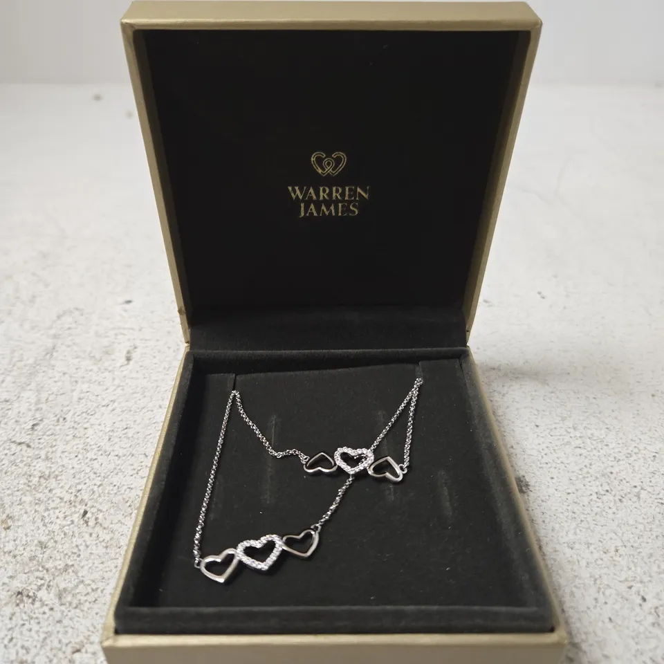 WARREN JAMES SILVER TONE HEART NECKLACE
