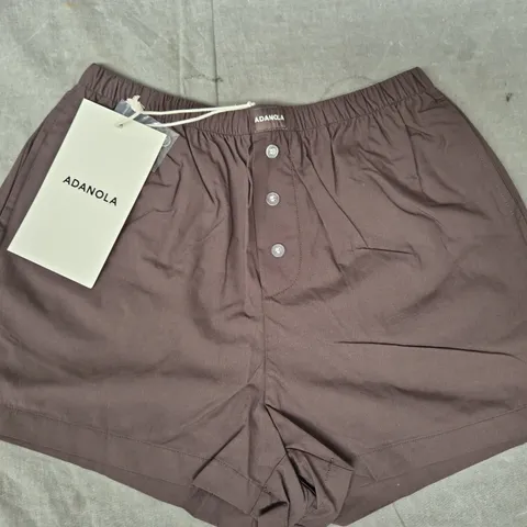 ADANOLA COTTON BOXER SHORTS IN COFFEE BEAN BROWN SIZE XS