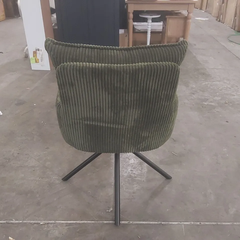 DESIGNER GREEN UPHOLSTERED SWIVEL CHAIR