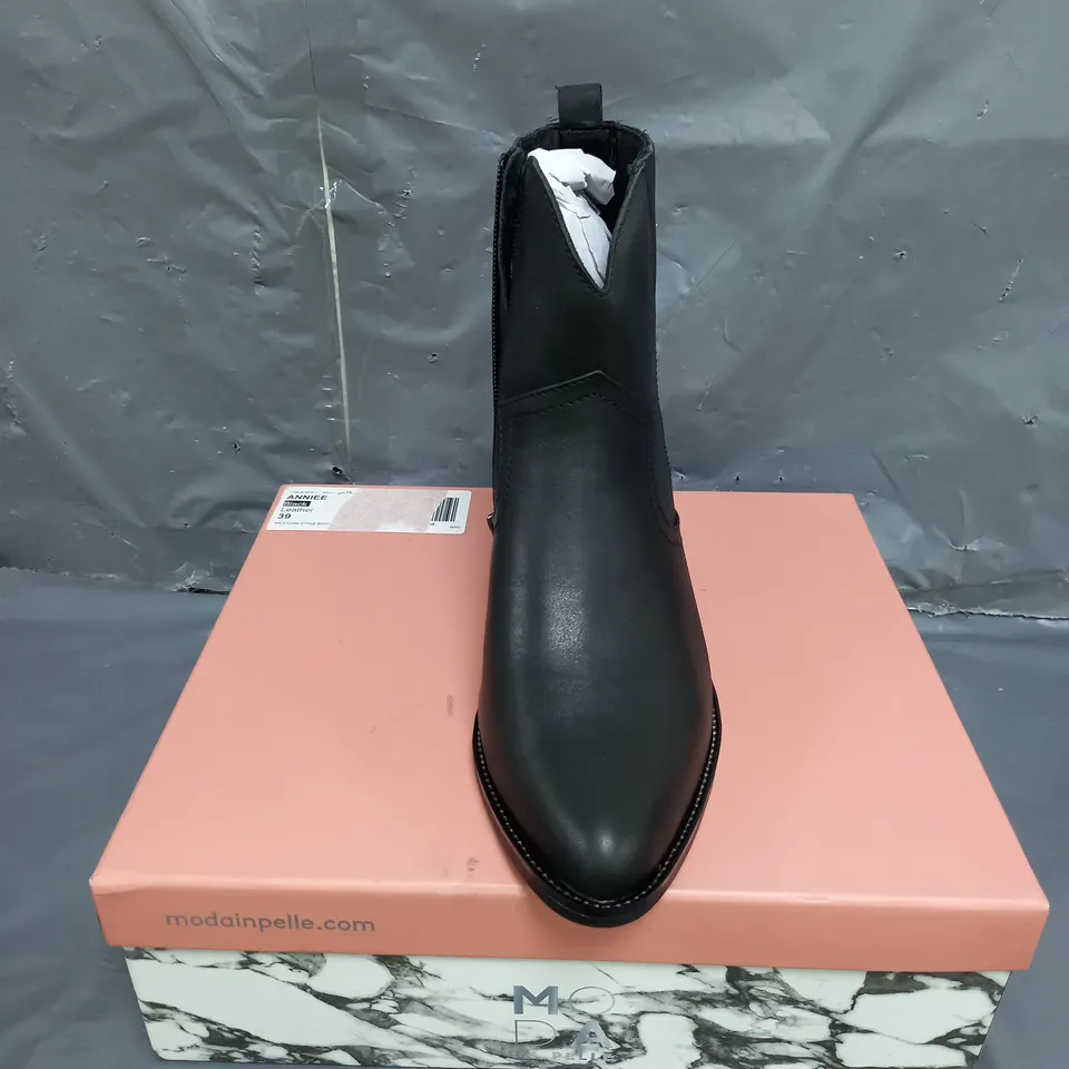 MODA IN PELLE LEATHER ANKLE BOOTS BLACK SIZE 6
