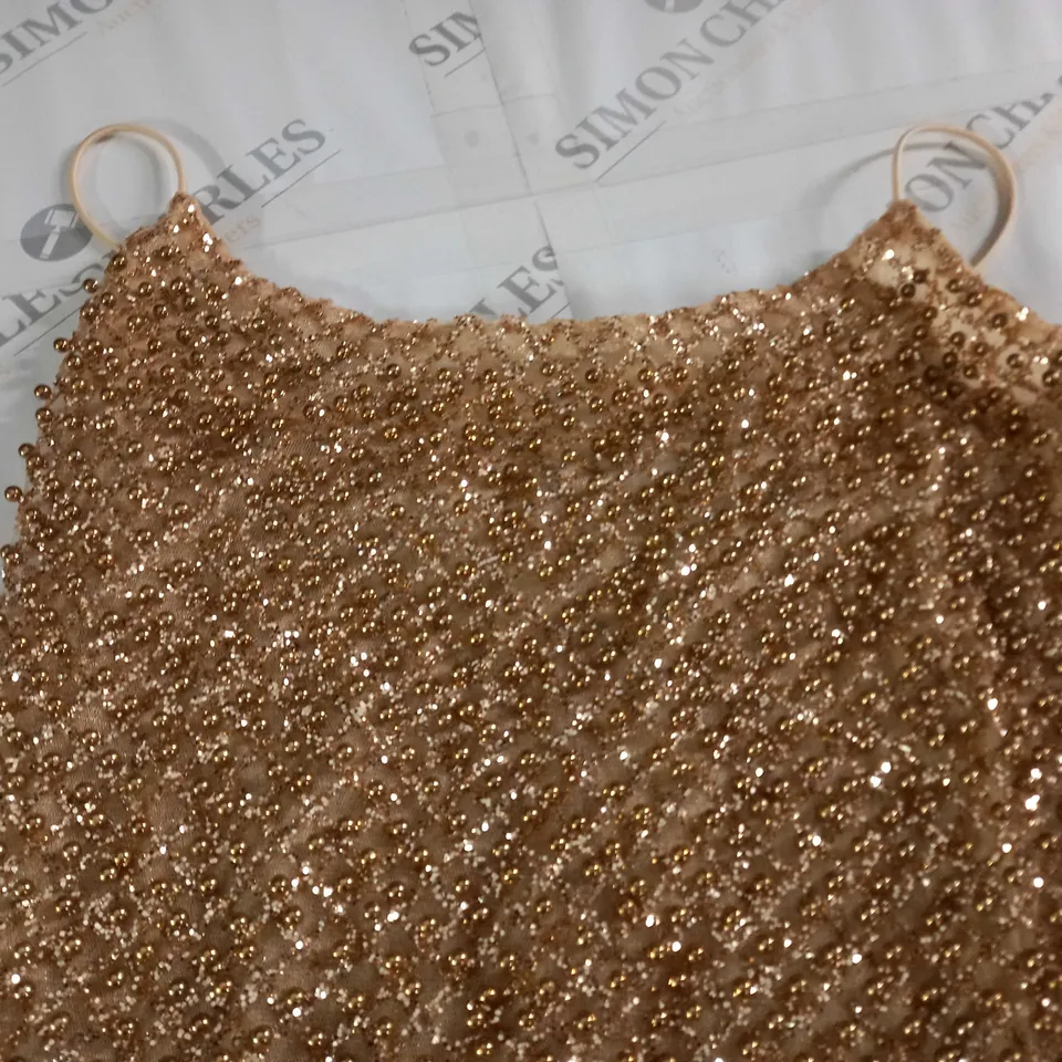 OH POLLY GOLD EMBELLISHED DRESS - UK 10