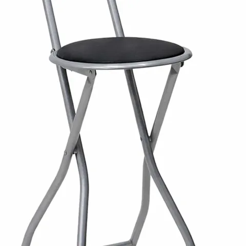 BLACK PADDED FOLDING HIGH CHAIR BREAKFAST KITCHEN BAR STOOL SEAT