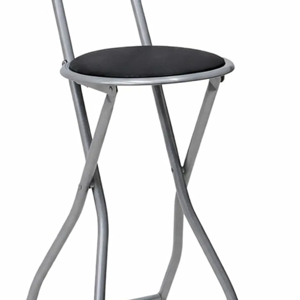 BLACK PADDED FOLDING HIGH CHAIR BREAKFAST KITCHEN BAR STOOL SEAT