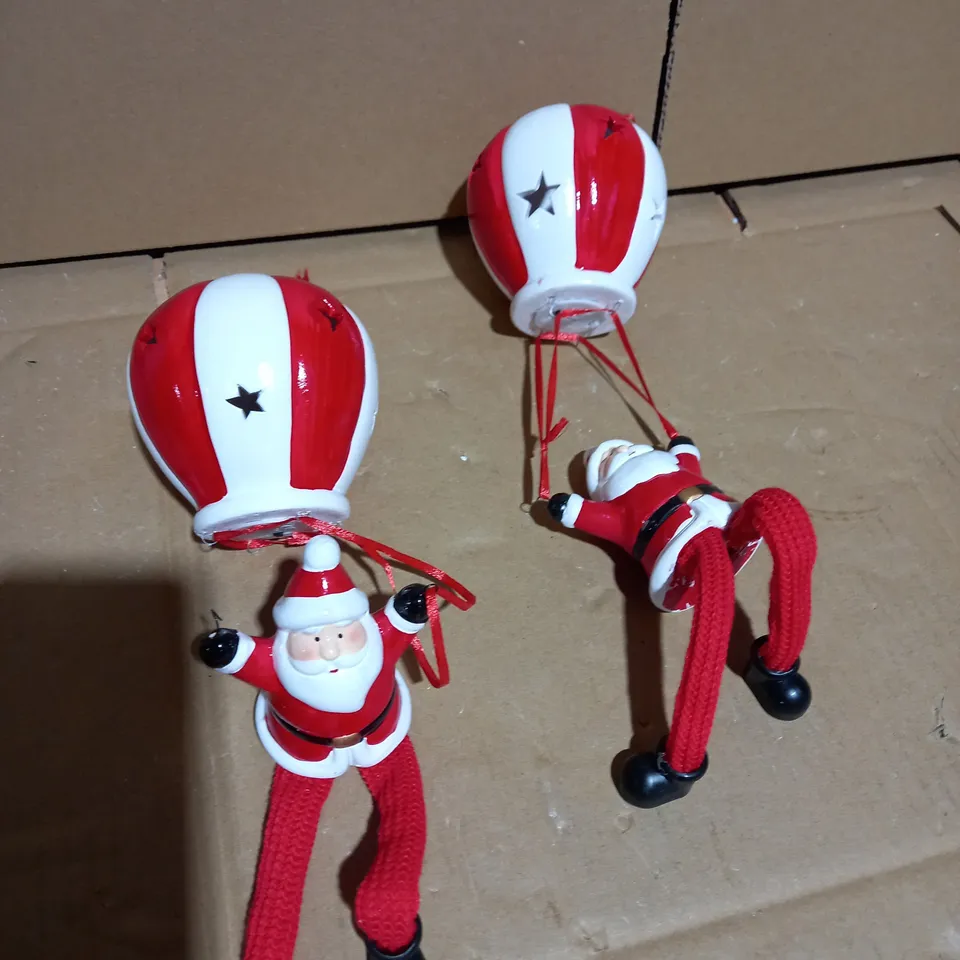 SANTAS EXPRESS SET OF PRELIT PARACHUTING SANTA DANGLY LEGS