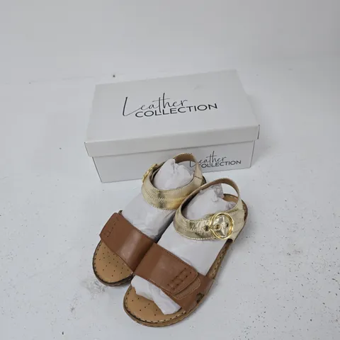 LEATHER COLLECTION NATASHA SANDALS – SIZE 5 – TAN