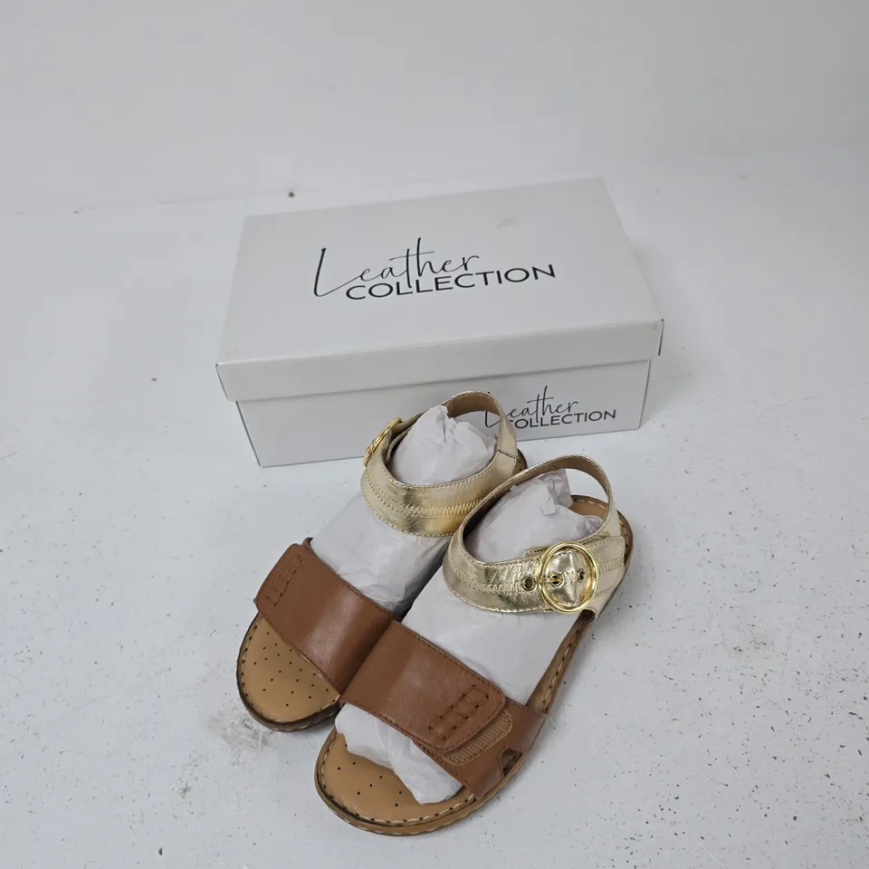 LEATHER COLLECTION NATASHA SANDALS – SIZE 5 – TAN