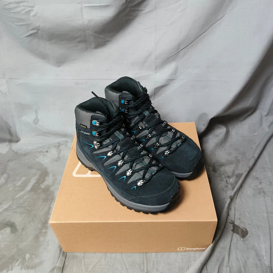 BERGHAUS HIKING BOOTS – DARK BLUE/BLACK WITH TURQUOISE DETAILS UK SIZE 6