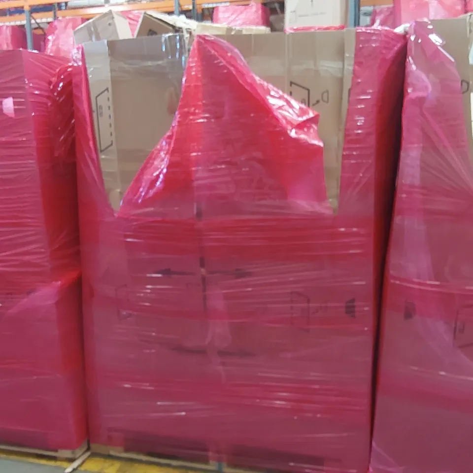 PALLET OF ASSORTED ITEMS INCLUDING: HEYMELL SOUNDBAR, LED MONITOR, WOOD EASEL, WALL MOUNTED CLOTHES RACK, STAIRCASE HANDRAIL ECT