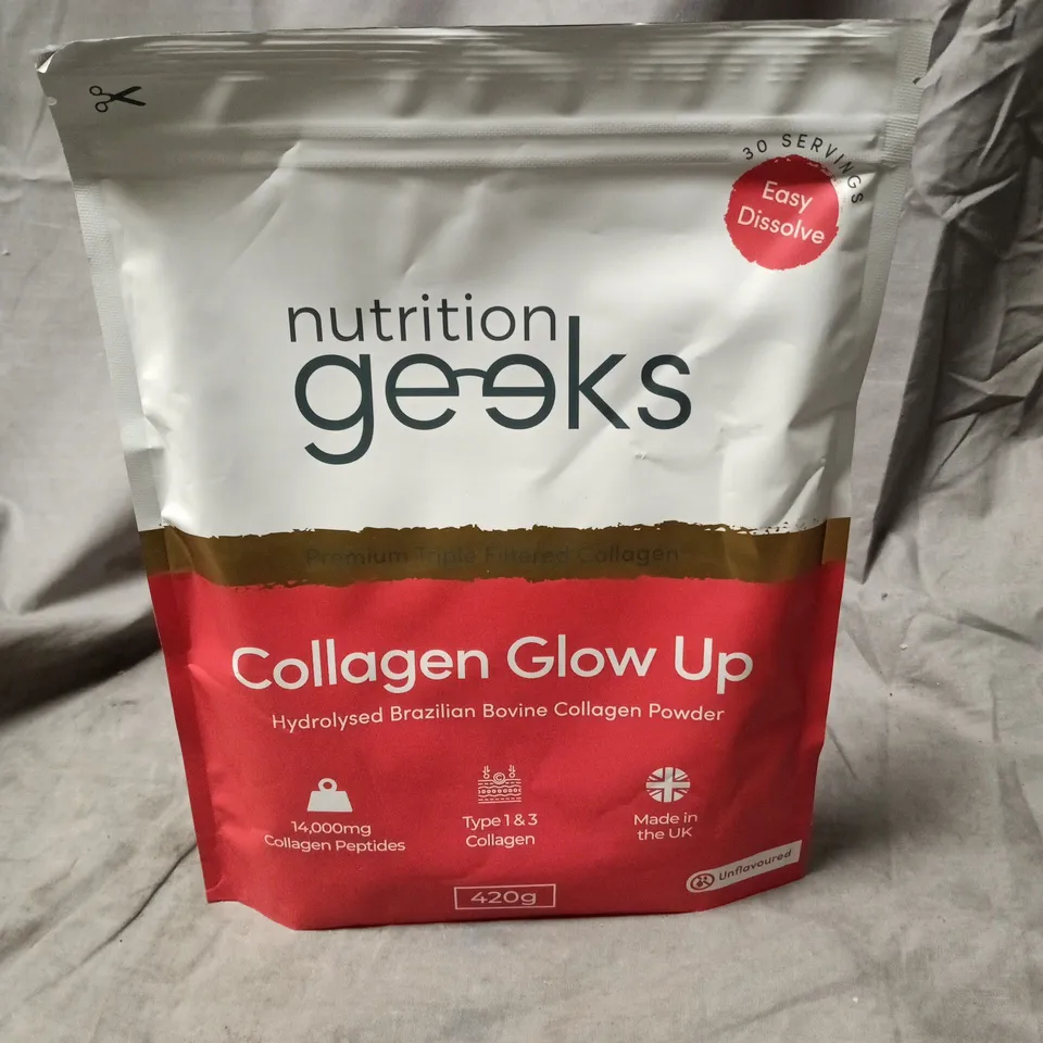 NUTRITION GEEKS COLLAGEN GLOW UP – HYDROLYSED BRAZILIAN COLLAGEN POWDER 420G (UNFLAVOURED)