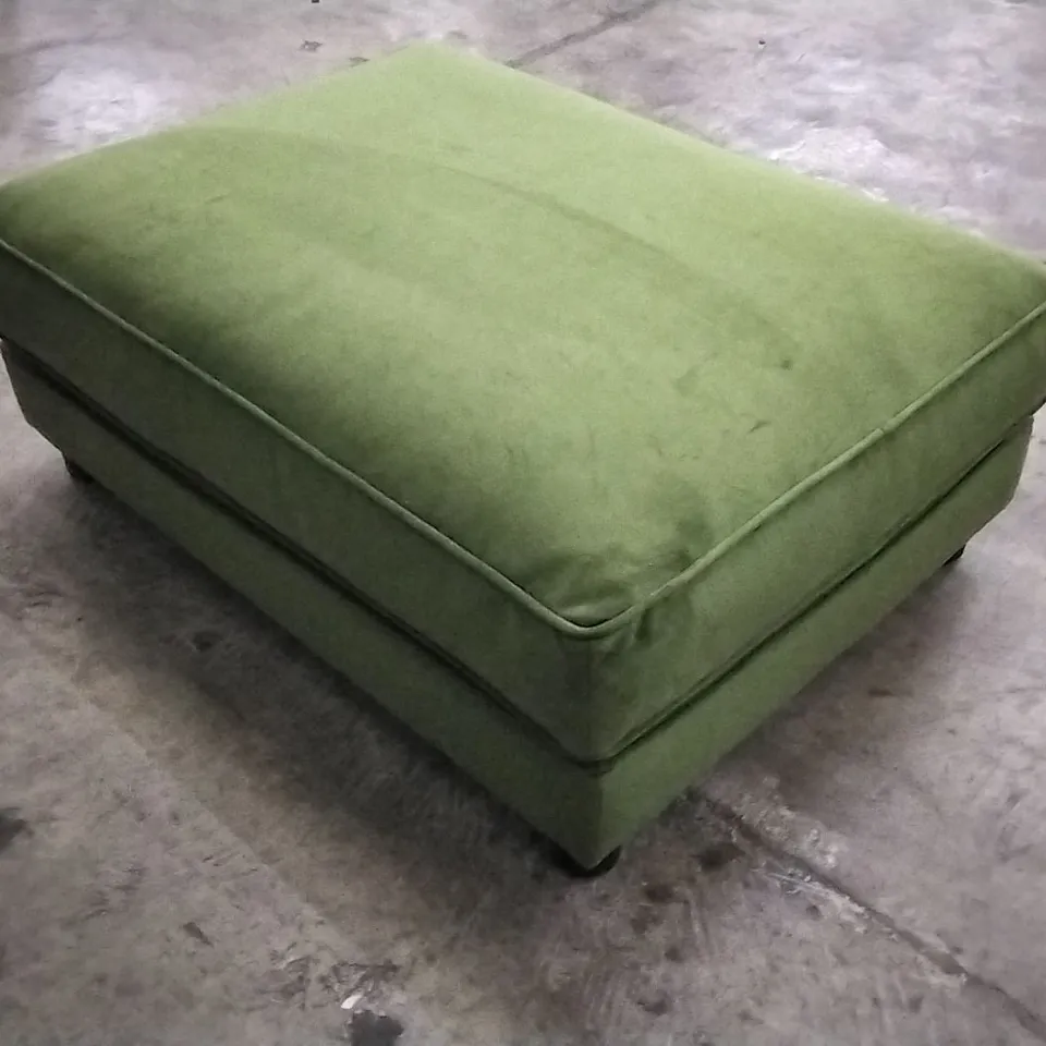QUALITY DESIGNER LOUNGE CO FOOTSTOOL IN MOSS GREEN VELVET