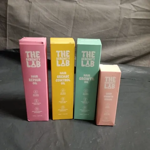 LOT OF 4 OF THE SERENITY LAB HAIR CARE PRODUCTS TO INCLUDE SERUM AND OILS