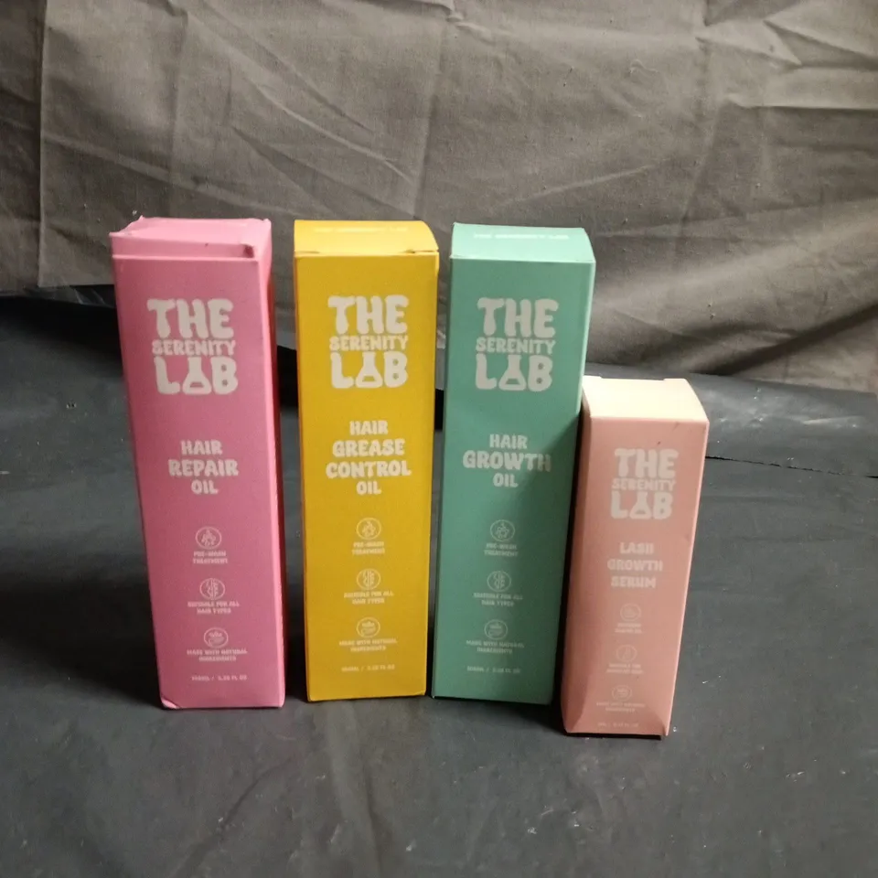 LOT OF 4 OF THE SERENITY LAB HAIR CARE PRODUCTS TO INCLUDE SERUM AND OILS