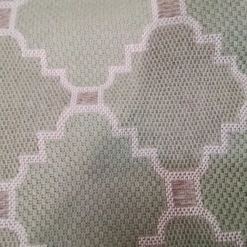 VIVA RUGS PADILLA FLATWEAVE GREEN AND WHITE RUG SIZE 75X150CM