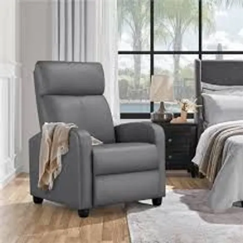 BOXED YAHEETECH FAUX LEATHER RECLINER - GREY (1 BOX)