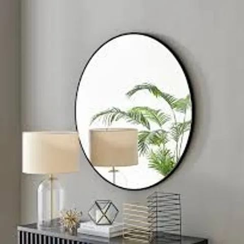 BOXED EMMA 100cm ROUND BLACK FRAME WALL MIRROR (1 BOX)