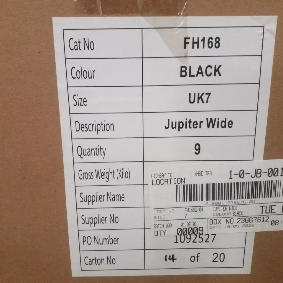 BOX CONTAINING APPROXIMATELY 9 PAIRS OF BRAND NEW SIMPLY BE BLACK JUPITER WIDE MESH SLINGBACK FLATS - SIZE 7