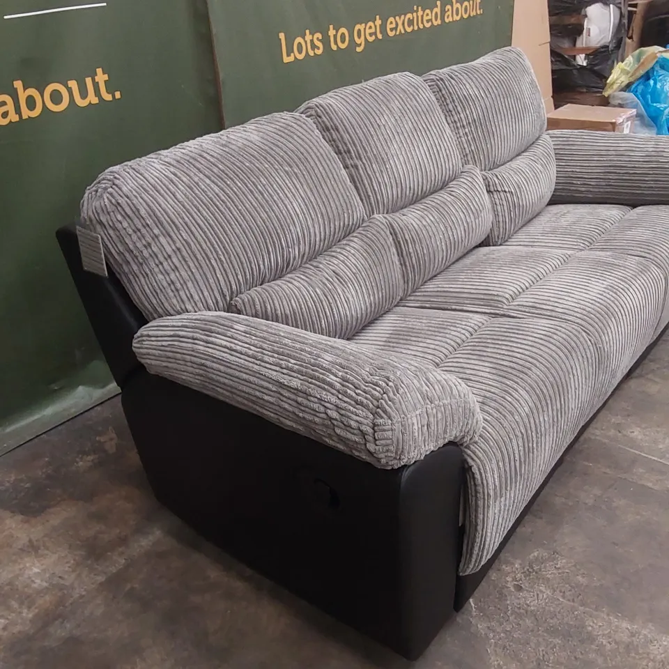 SIENNA FABRIC/FAUX LEATHER HIGH BACK 3 SEATER RECLINER SOFA RRP £849