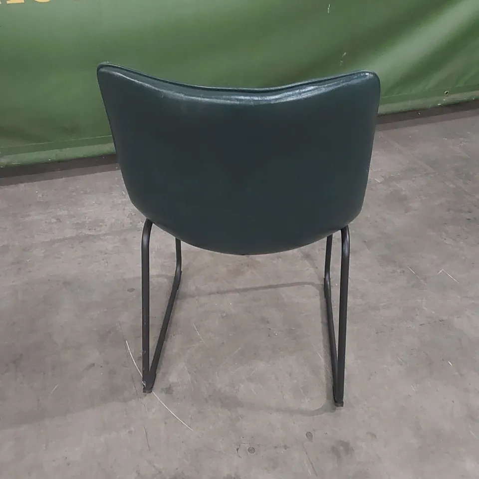 DESIGNER LEATHER UPHOLSTERED DINING CHAIR - BOTTLE GREEN