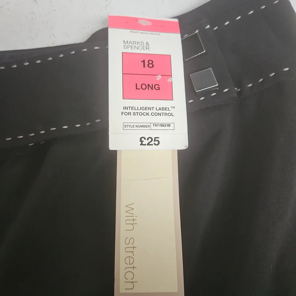MARKS & SPENCER BLACK BOOTLEG TROUSERS – UK 18 LONG, WITH STRETCH
