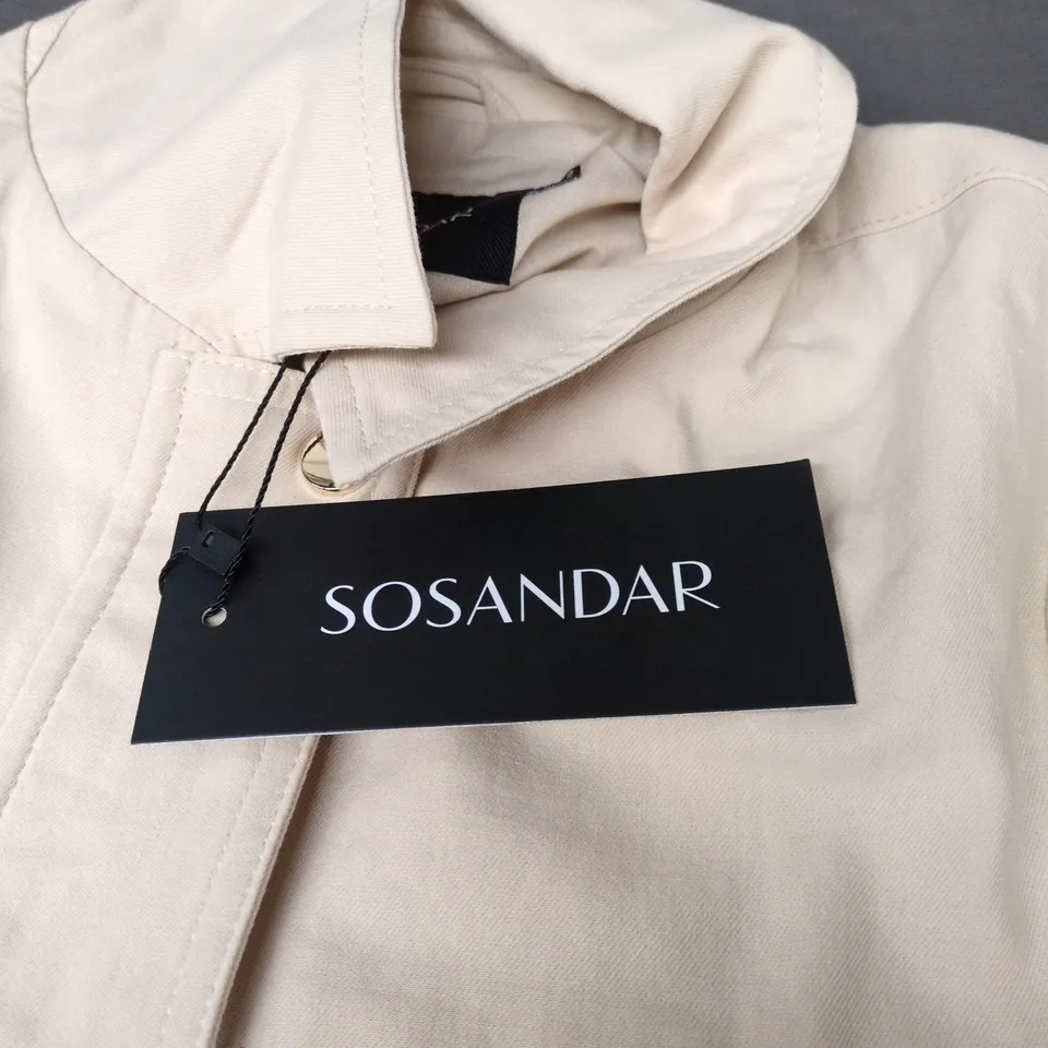SOSANDAR STONE LIGHTWEIGHT CINCHED-WAIST SUMMER JACKET, UK 8, BEIGE