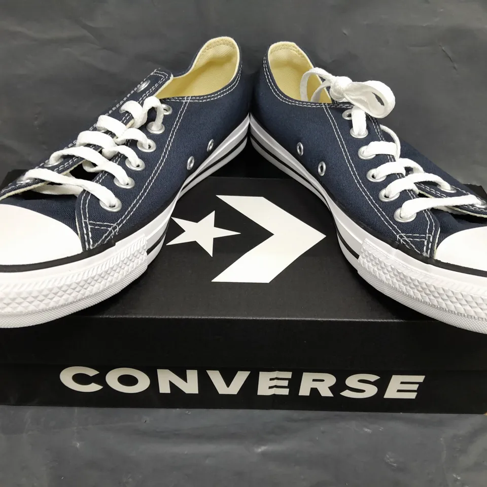 BOXED PAIR OF CONVERSE SHOES IN NAVY SIZE UK 6.5