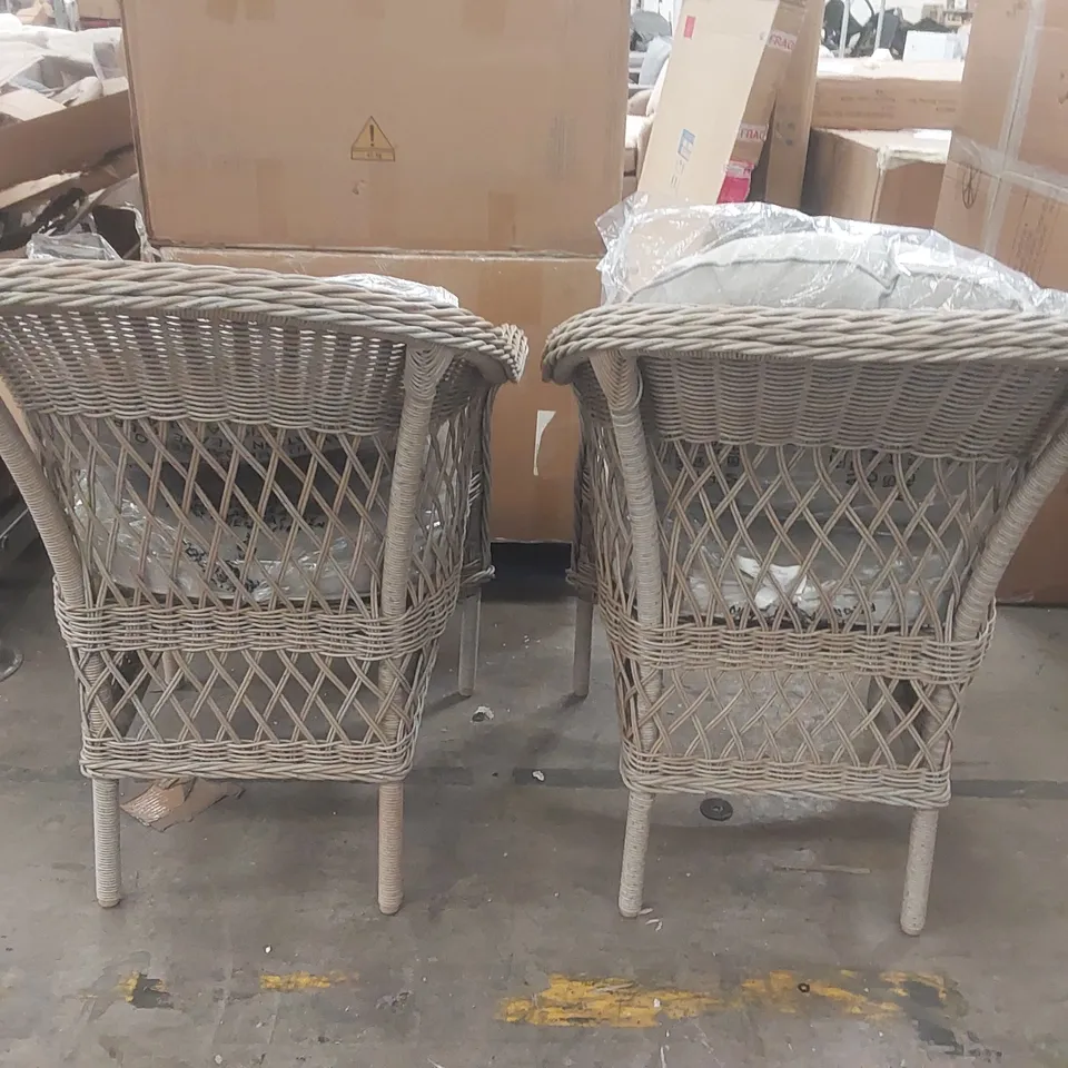 BOXED SET OF 2 RATTAN GARDEN CHAIRS 