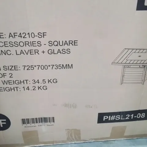 BOXED SQUARE FIRE PIT INCLUDING LAVER & GLASS (2 BOXES)