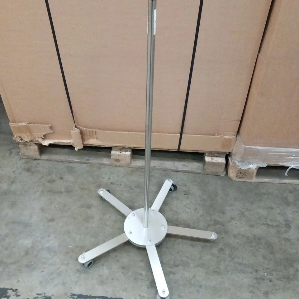 APPROXIMATELY 10 ASSORTED STAINLESS STEEL WHEELED DRIP STANDS