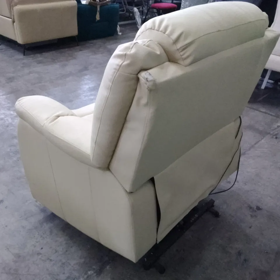 QUALITY DESIGNER STAMFORD ELECTRIC RISE&RECLINE ARMCHAIR - IVORY LEATHER