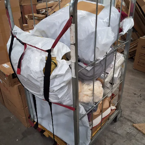 CAGE CONTAINING ASSORTED PRODUCTS INCLUDING CURTAINS, CUSHIONS & DUVET