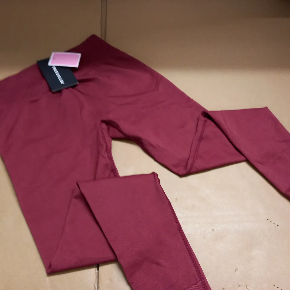 PRETTYLITTLETHING WINE BASIC SEAMLESS HIGH WAIST GYM LEGGINGS - UK L