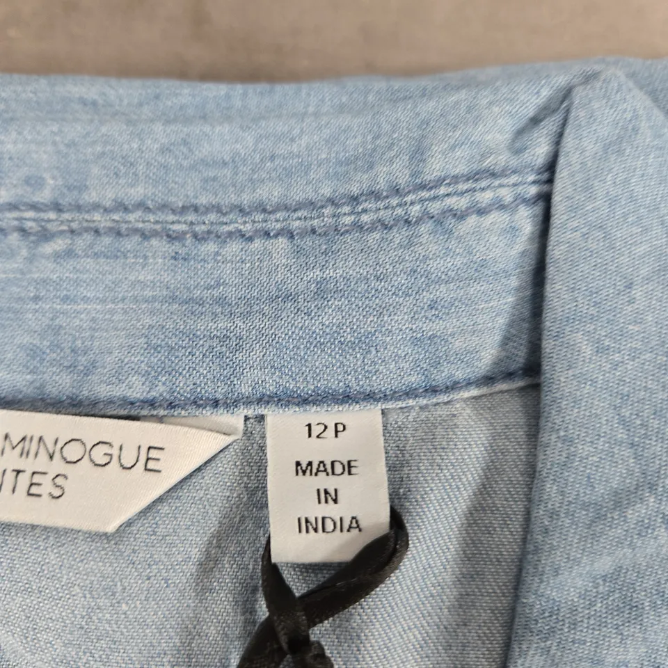 DANNII MINOGUE PETITES LIGHT BLUE DENIM TOP – UK 12P