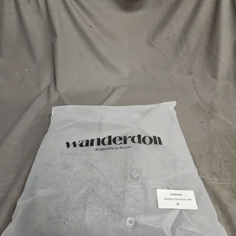 WANDERDOLL BLAIR BUTTON UP TOP – GREY, UK 6 (XS) (WDSH0028)