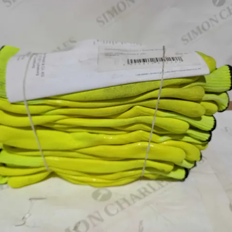 PACK OF APPROXIMATELY 10 BRAND NEW UVEX SAFETY GLOVES IN YELLOW SIZE 10