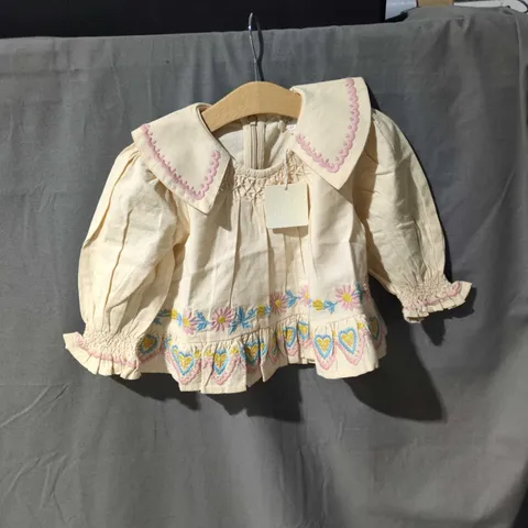 APOLINA KIDS CREAM EMBROIDERED DRESS, SIZE 2-3 YEARS