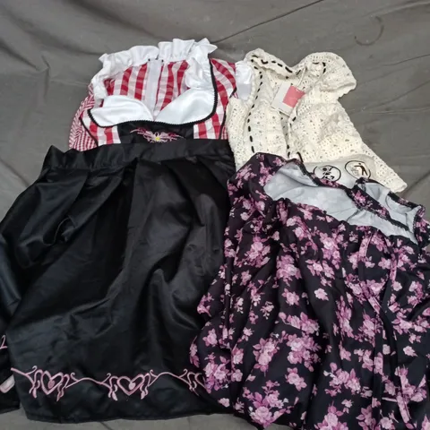 BOX OF APPROXIMATELY 20 ASSORTED CLOTHING ITEMS TO INCLUDE DRESS, VEST, FANCY DRESS COSTUME, ETC