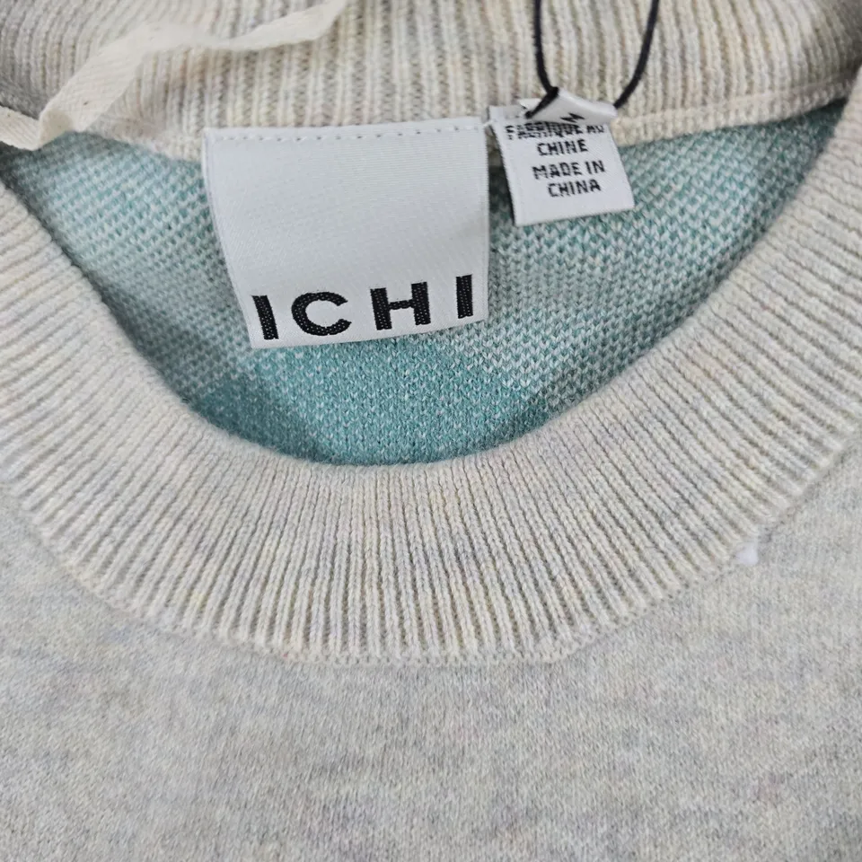 ICHI WOMEN'S JUMPER – OATMEAL WITH TEAL POLKA DOTS - M