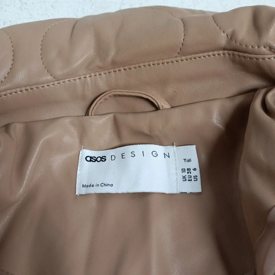 ASOS DESIGN WOMEN'S QUILTED BOMBER JACKET – TAN, UK 10 (EU 38, US 6)