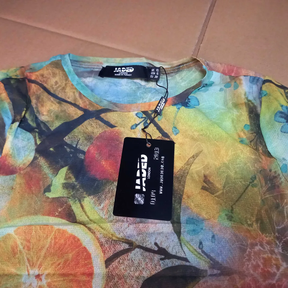 JADED TEMPLE ORANGE VINTAGE MESH BABY TEE- SIZE 10