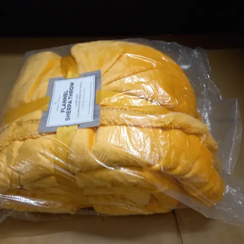 CAVENO & CAVALIA FLANNEL SHERPA THROW IN MUSTARD - 200X240CM