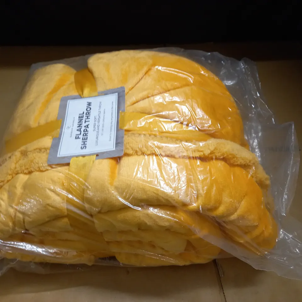 CAVENO & CAVALIA FLANNEL SHERPA THROW IN MUSTARD - 200X240CM