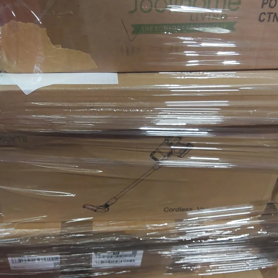 PALLET OF ASSORTED ITEMS INCLUDING: KIDS SCOOTER, MEACO BIN, CORDLESS VACUUM CLEANER ECT
